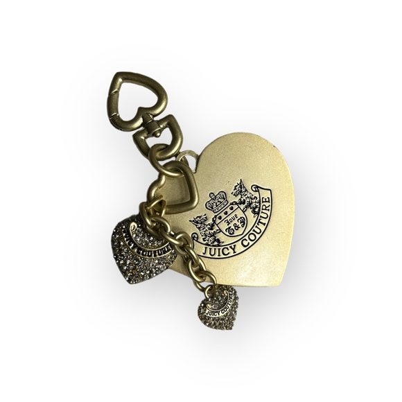 Juicy Couture Accessories - Juicy Couture Bejeweled Handbag Charm Rhinestone Heart Keychain Bag Clip Gold
